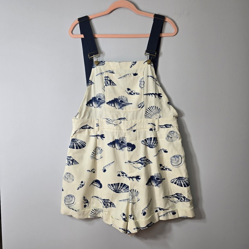 Cider Seashells Short Overalls Romper Shortalls Size 0XL XL Womens Novelty